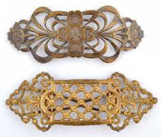 Vegyes réz tétel: szecessziós motívumos övcsatok és karkötő, összesen 4 db