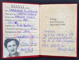 1953-1977 8 db MDP, MSZMP ill. KISZ tagsági könyv + 2 db tanulmányi könyv