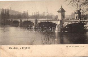 Praha, Pozdrav z Prahy; Novy most cís. Frantiska / Franz Joseph bridge
