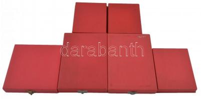 ~1960-1970. 6db BM plakett eredeti dísztokban, benne "Belügyminisztérium Sportbajnokság", ...