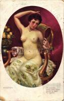 Nach dem Bade / Erotic nuder art postcard s: Marecek (b)