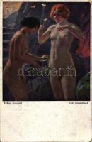 Erotikus meztelen művészeti képeslap, T.S.N. No. 801. s: Viktor Schivert, Der Liebestrank / Erotic nuder art postcard, T.S.N. No. 801. s: Viktor Schivert