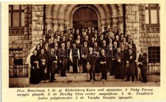 Pécs, Marianum csoportkép; Klebelsberg Kunó, Virág Ferenc, Dr. Bozóky Géza, Dr. Nendtvich Andor, Dr. Vargha Damján