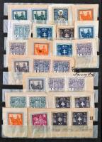 Több, mint 100 db vegyes okmánybélyeg, főleg kivágásokon 6 lapos közepes berakóban