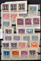 Több, mint 100 db vegyes okmánybélyeg, főleg kivágásokon 6 lapos közepes berakóban