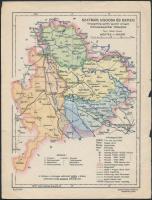 cca 1925 Szatmár, Ugocsa és Bereg közigazgatásilag egyelőre egyesített vármegyék közigazgatási térképe, kiadja a Magyar Földrajzi Intézet R.T., 25x19 cm