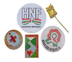 5db-os vegyes szocialista kitűző tétel, közte "Érdemes munkáért" vöröskeresztes jelvény (24,5mm) T:2,2-