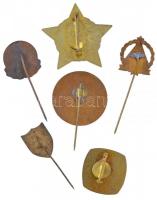 6db-os vegyes jelvény, kitűző tétel, közte "Érdemes természetjáró", "Munkásőr" z...