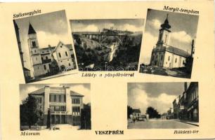 Veszprém, Székesegyház, Margit templom, Múzeum, Rákóczi -tér, látkép a püspökvárral, viadukt (EK)