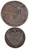 1966. "Solymár" kétoldalas Br plakett "CASTRUM SOLO MAR PROPE BUDAM 1566-1966 / SALMAR 1266-1966" (91,5mm) + DN "Sárospatak" egyoldalas Br plakett (129mm) T:2