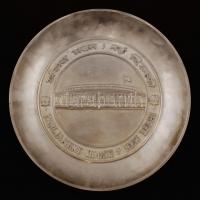 Parlament, Új Delhi, ezüstözött dísztál, díszdobozban, d: 27 cm