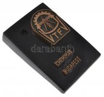 1970. "50 éves a Gamma művek / Az 50. évforduló emlékére" Br plakett fatalpon (70mm) + &qu...