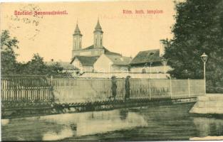 Szamosújvár, Katolikus templom, Szamos-híd; W. L. 1882. / catholic church, bridge