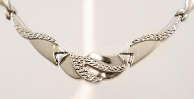 Ezüst "hajlított szemű" nyakék, Ag., nettó:15,9gr., jelzett, 40cm/ Silver "bent-eyed&...