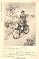 1899 Lady on bicycle, Kunstverlag Franz Hayer 6039. s: H. Hildenbrand