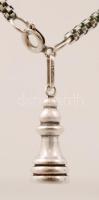 Ezüst "fonott" nyaklánc sakkfigura függővel, Ag., nettó:12,6gr., jelzett, 55cm/ Silver &qu...