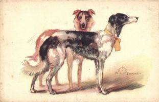 Italian art postcard, sighthound dog breed, Anna & Gasparini 450-2. s: A. Terzi