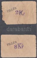 Hódmezővásárhely ~1880. 2kr + 8kr, mindkettő Becsei Sándor artézi kútfúró és vállalkozó T:III-