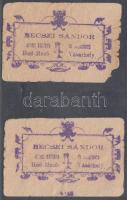 Hódmezővásárhely ~1880. 2kr + 8kr, mindkettő "Becsei Sándor artézi kútfúró és vállalkozó" ...