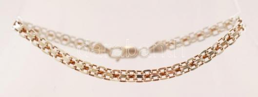 Ezüst "duplasoros" nyaklánc és karlánc, Ag., nettó: 9+4gr., jelzett, 42cm, 18cm/ Silver &q...