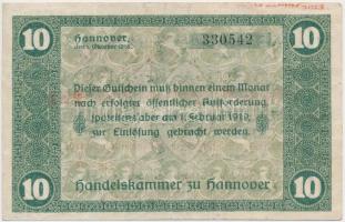 Német Birodalom / Hannover 1918. 10M "1923. 1.000.000M" felülbélyegzéssel T:III
Germany /...