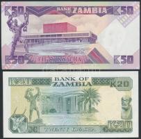 Zambia 1986-1988. 50K + 1989-1991. 20K T:I 
Zambia 1986-1988. 50 Kwacha + 1989-1991. 20 Kwacha C:UN...