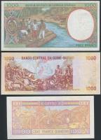 Guinea 1960. 100Fr + Guinea-Bissau 1990. 1000P + Közép-Afrikai Államok / Közép-Afrikai Köztársaság 1...