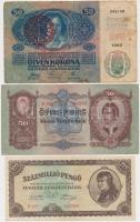 9db-os vegyes magyar bankjegy tétel, közte 1914. 50K piros "Magyarország" felülbélyegzésse...