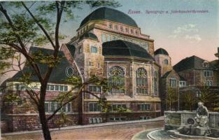 Essen, Synagoge, Jahrhundertbrunnen / synagogue, fountain (cut)