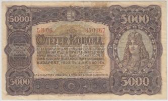 1923. 5000K "Magyar Pénzjegynyomda Rt." T:III kis szakadás Adamo K39