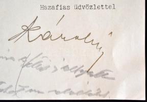 1933 Károlyi Gyula (1907-1942) politikus saját kézzel aláírt levele, melyben államkölcsön felvételér...