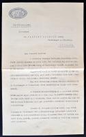 1932 Vasvármegye és Szombathely város közkórházának igazgatója, valamint orvosai által aláírt levél dr. Tarányi Ferenc főispánnak nyugalomba vonulása alkalmából, melyben köszönetüket fejezik ki a kórház létrehozásában kifejtett tevékenységéért.