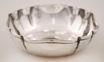 Ezüst hajlított peremű tálka, Ag., nettó: 39,6gr., jelzett,  9x2,5cm/ Silver curved-edged tray, Ag, ...