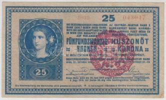 1918. 25K 3039 3mm, sima hátlappal, hamis piros MAGYARORSZÁG körbélyegzővel / fake overprint T:III