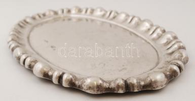 Ezüst (Ag,)  tálca, holyagos peremmel, jelzett, mesterjeggyel (BS), nettó:419 g,  36×22 cm