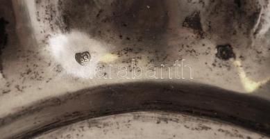 Ezüst (Ag,)  tálca, holyagos peremmel, jelzett, mesterjeggyel (BS), nettó:419 g,  36×22 cm