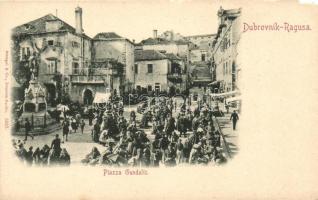 Dubrovnik, Ragusa; Piazza Gundulic / market square, Hotel Imperial Ragusa cancellation on backside (EM)