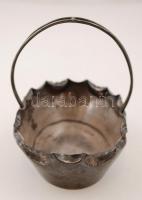 Ezüst (Ag,) kosár, jelzett, mesterjeggyel,  nettó:134g,  16×11cm, m:13 cm