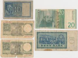 8db-os vegyes külföldi bankjegy tétel, közte Német 3. Birodalom/Cseh-Morva Protektorátus/Német megsz...