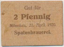 Németország / Weimari Köztársaság / München 1920. 2pf T:I- Germany / Weimar Republic / Munich 1920. 2 Pfennig C:AU