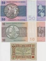 Brazília 1974. 10C (5x), közte sorszámkövetők is + 50C + Németország / Weimari Köztársaság 1921. 10p...