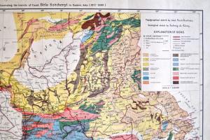 1883 General map-Széchenyi Béla kelet ázsiai útjának térképe, Lóczy L. közreműködésével, kis szakadá...