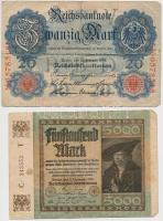 Németország 1910-1943. 10db vegyes bankjegy T:III,III-
Germany 1910-1943. 10pcs of mixed banknotes ...