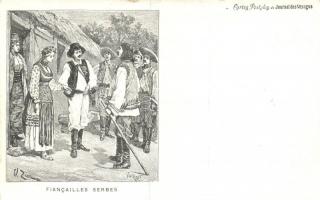 Fiancailles Serbes / Serbian folklore, Engagement, Cartes Postales du Journal des Voyages s: Vintraut