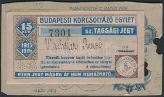 1913 a Budapesti Korcsolyázó Egylet fényképes igazolványa