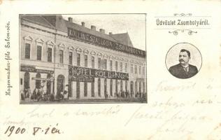 Zsombolya, Jimbolia; Kolling Szálloda, Petrovics Nándor és Bervanger H. üzlete / hotel, shops (EK)