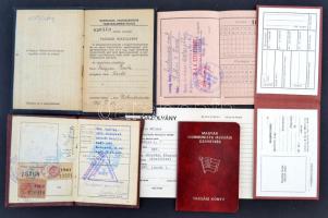cca 1950-1987 6 db különféle igazolvány: tagsági könyvek, étkezési igazolójegy, stb