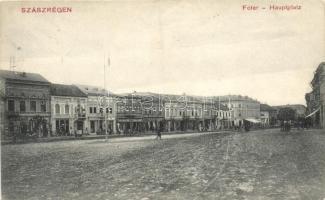 Szászrégen, Reghin; Fő tér, Lázár és Willmann üzlete / main square, shops (EK)