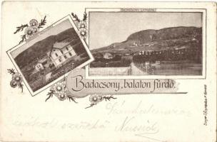 1899 Badacsony, látkép, Hableány Szálloda, floral (EK)