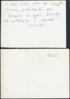 2 db budapesti villamosfotó (Stuka próbakocsi, UV), az egyik hátulján feliratozva, 10,5×15 cm